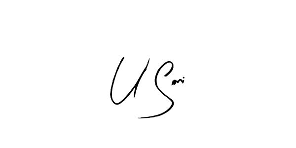 The best way (Arty Signature) to make a short signature is to pick only two or three words in your name. The name U Soni include a total of six letters. For converting this name. U Soni signature style 8 images and pictures png
