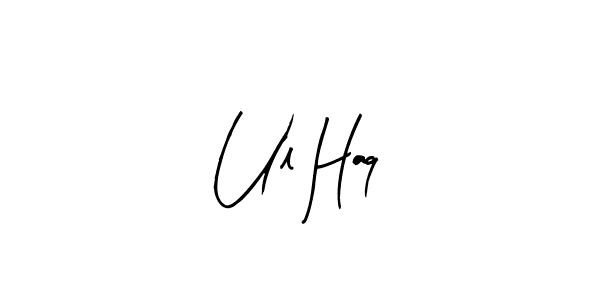 Similarly Arty Signature is the best handwritten signature design. Signature creator online .You can use it as an online autograph creator for name Ul Haq. Ul Haq signature style 8 images and pictures png