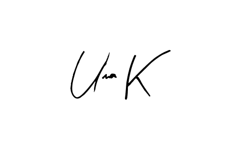 Arty Signature is a professional signature style that is perfect for those who want to add a touch of class to their signature. It is also a great choice for those who want to make their signature more unique. Get Uma K name to fancy signature for free. Uma K signature style 8 images and pictures png