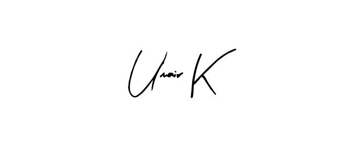 Design your own signature with our free online signature maker. With this signature software, you can create a handwritten (Arty Signature) signature for name Umair K. Umair K signature style 8 images and pictures png
