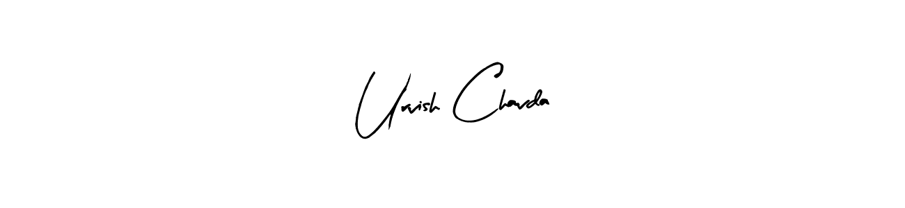 Arty Signature is a professional signature style that is perfect for those who want to add a touch of class to their signature. It is also a great choice for those who want to make their signature more unique. Get Urvish Chavda name to fancy signature for free. Urvish Chavda signature style 8 images and pictures png