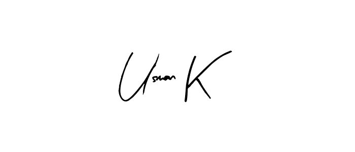 Similarly Arty Signature is the best handwritten signature design. Signature creator online .You can use it as an online autograph creator for name Usman K. Usman K signature style 8 images and pictures png