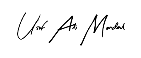 A classic penmanship look for Usuf Ali Mondal. The Arty Signature font brings timeless elegance and confidence to every signed document. Usuf Ali Mondal signature style 8 images and pictures png