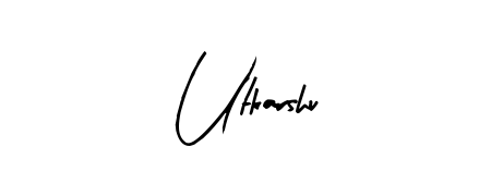 The Arty Signature handwriting style adds charm and authenticity to name Utkarshu. A wonderful choice for personal thank-you notes. Utkarshu signature style 8 images and pictures png