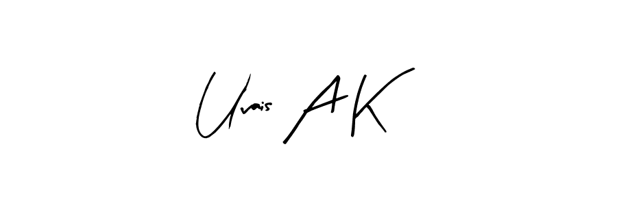 How to make Uvais A K name signature. Use Arty Signature style for creating short signs online. This is the latest handwritten sign. Uvais A K signature style 8 images and pictures png