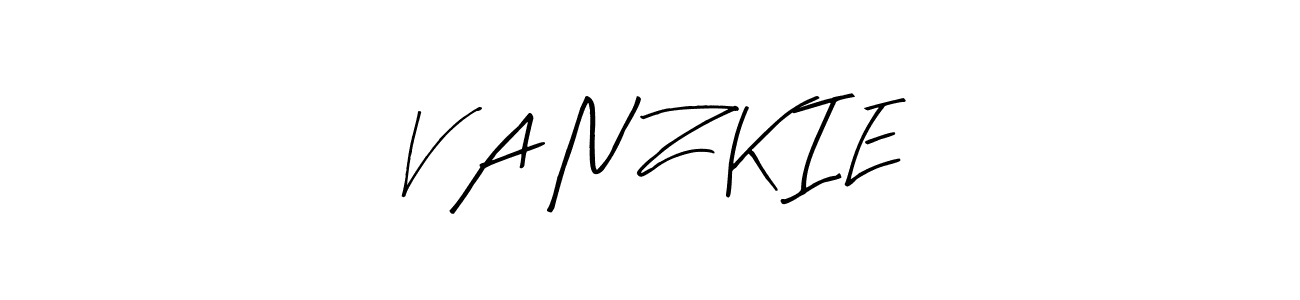 Make a beautiful signature design for name V A N Z K I E. With this signature (Arty Signature) style, you can create a handwritten signature for free. V A N Z K I E signature style 8 images and pictures png