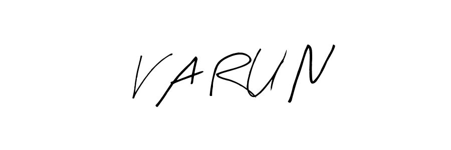 Make a beautiful signature design for name V A R U N. With this signature (Arty Signature) style, you can create a handwritten signature for free. V A R U N signature style 8 images and pictures png