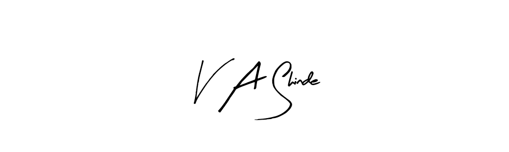 if you are searching for the best signature style for your name V A Shinde. so please give up your signature search. here we have designed multiple signature styles  using Arty Signature. V A Shinde signature style 8 images and pictures png