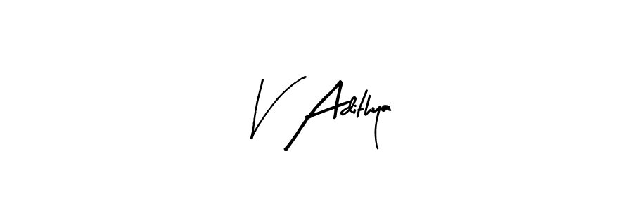 if you are searching for the best signature style for your name V Adithya. so please give up your signature search. here we have designed multiple signature styles  using Arty Signature. V Adithya signature style 8 images and pictures png