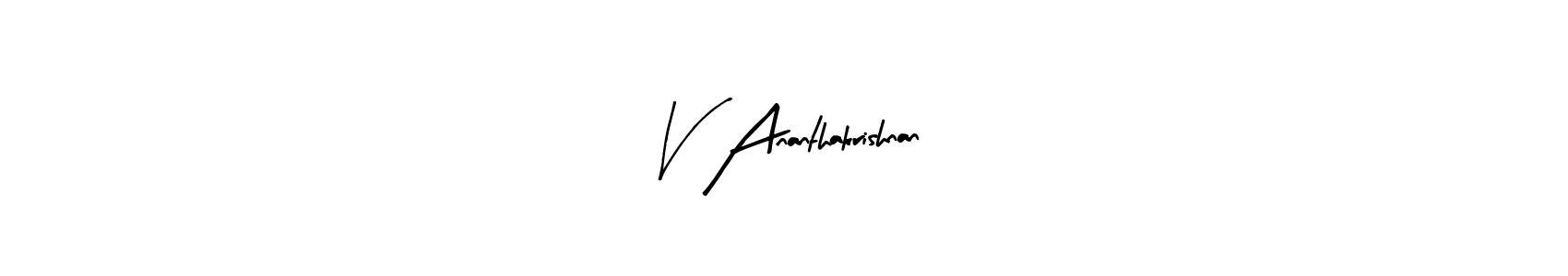 The best way (Arty Signature) to make a short signature is to pick only two or three words in your name. The name V Ananthakrishnan include a total of six letters. For converting this name. V Ananthakrishnan signature style 8 images and pictures png