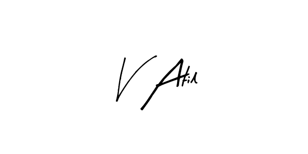 The best way (Arty Signature) to make a short signature is to pick only two or three words in your name. The name V Atil include a total of six letters. For converting this name. V Atil signature style 8 images and pictures png