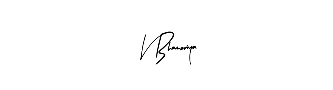 Arty Signature is a professional signature style that is perfect for those who want to add a touch of class to their signature. It is also a great choice for those who want to make their signature more unique. Get V Bhamoriya name to fancy signature for free. V Bhamoriya signature style 8 images and pictures png