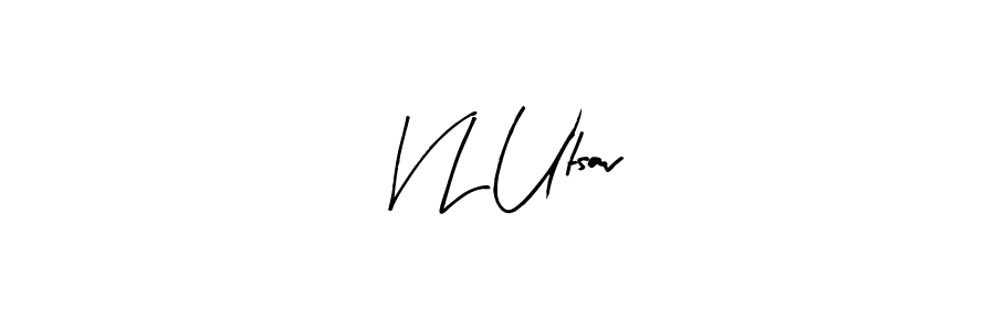 How to make V L Utsav name signature. Use Arty Signature style for creating short signs online. This is the latest handwritten sign. V L Utsav signature style 8 images and pictures png