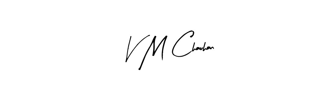 The best way (Arty Signature) to make a short signature is to pick only two or three words in your name. The name V M Chauhan include a total of six letters. For converting this name. V M Chauhan signature style 8 images and pictures png