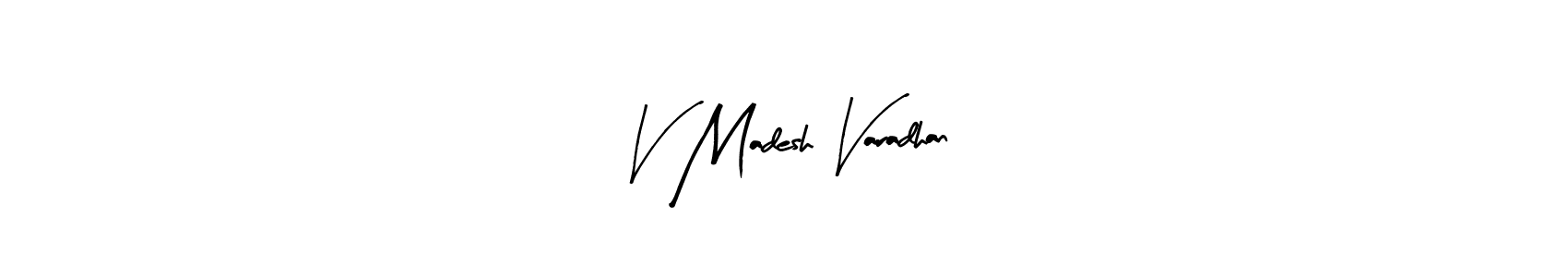How to make V Madesh Varadhan name signature. Use Arty Signature style for creating short signs online. This is the latest handwritten sign. V Madesh Varadhan signature style 8 images and pictures png