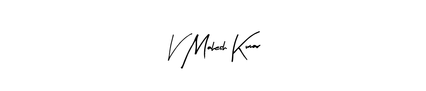 Arty Signature is a professional signature style that is perfect for those who want to add a touch of class to their signature. It is also a great choice for those who want to make their signature more unique. Get V Mahesh Kumar name to fancy signature for free. V Mahesh Kumar signature style 8 images and pictures png