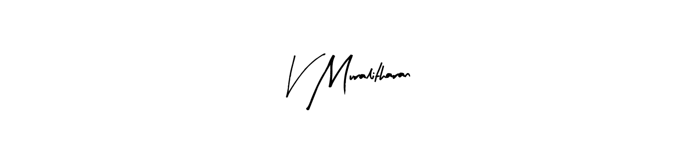 Arty Signature is a professional signature style that is perfect for those who want to add a touch of class to their signature. It is also a great choice for those who want to make their signature more unique. Get V Muralitharan name to fancy signature for free. V Muralitharan signature style 8 images and pictures png