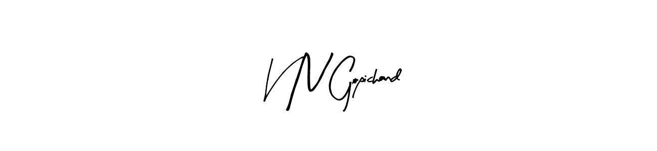 Create a beautiful signature design for name V N Gopichand. With this signature (Arty Signature) fonts, you can make a handwritten signature for free. V N Gopichand signature style 8 images and pictures png