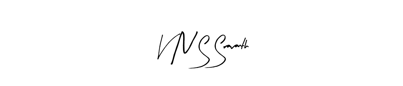 The best way (Arty Signature) to make a short signature is to pick only two or three words in your name. The name V N S Sravanth include a total of six letters. For converting this name. V N S Sravanth signature style 8 images and pictures png