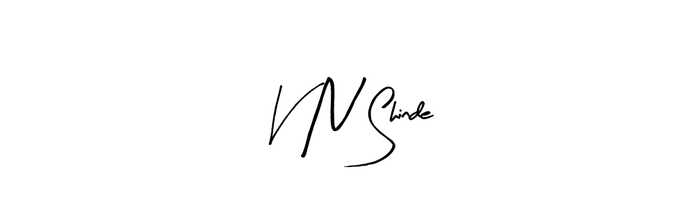 Arty Signature is a professional signature style that is perfect for those who want to add a touch of class to their signature. It is also a great choice for those who want to make their signature more unique. Get V N Shinde name to fancy signature for free. V N Shinde signature style 8 images and pictures png