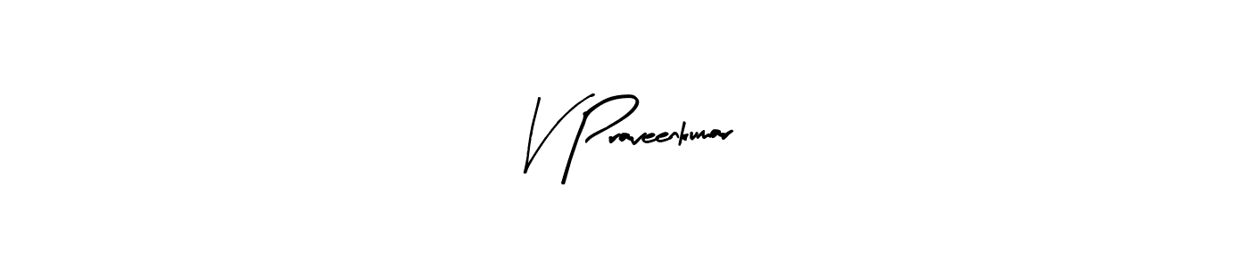 The best way (Arty Signature) to make a short signature is to pick only two or three words in your name. The name V Praveenkumar include a total of six letters. For converting this name. V Praveenkumar signature style 8 images and pictures png