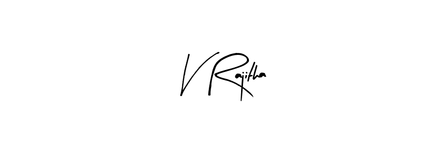 Arty Signature is a professional signature style that is perfect for those who want to add a touch of class to their signature. It is also a great choice for those who want to make their signature more unique. Get V Rajitha name to fancy signature for free. V Rajitha signature style 8 images and pictures png