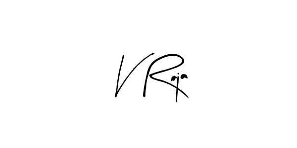 Make a beautiful signature design for name V Roja. With this signature (Arty Signature) style, you can create a handwritten signature for free. V Roja signature style 8 images and pictures png