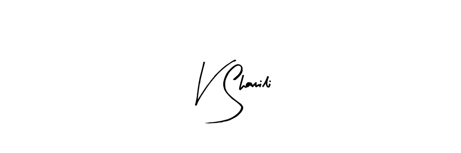 How to make V Shamili name signature. Use Arty Signature style for creating short signs online. This is the latest handwritten sign. V Shamili signature style 8 images and pictures png