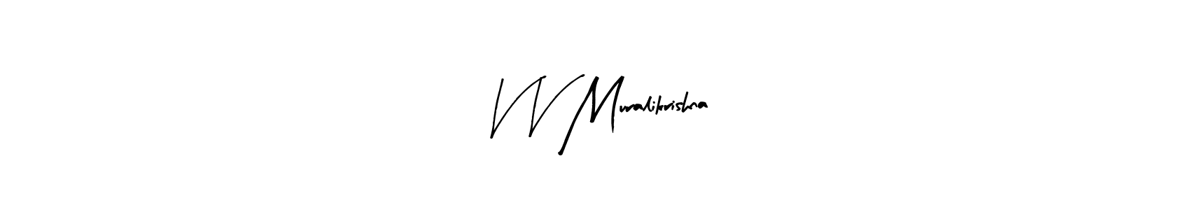 The best way (Arty Signature) to make a short signature is to pick only two or three words in your name. The name V V Muralikrishna include a total of six letters. For converting this name. V V Muralikrishna signature style 8 images and pictures png