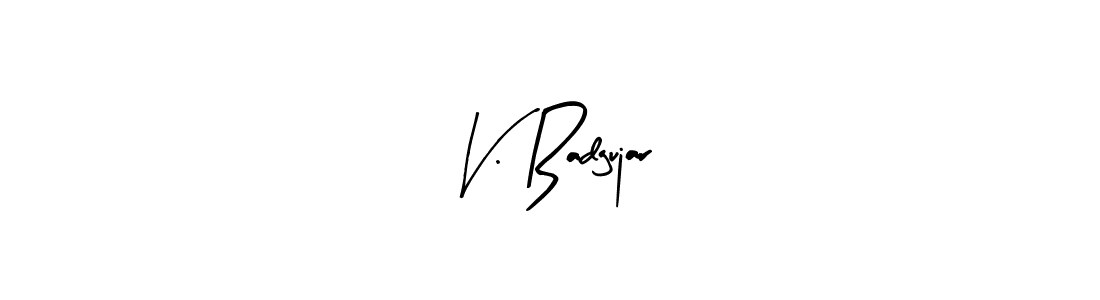 Make a beautiful signature design for name V. Badgujar. With this signature (Arty Signature) style, you can create a handwritten signature for free. V. Badgujar signature style 8 images and pictures png