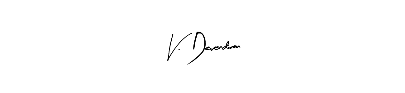 Arty Signature is a professional signature style that is perfect for those who want to add a touch of class to their signature. It is also a great choice for those who want to make their signature more unique. Get V. Devendiran name to fancy signature for free. V. Devendiran signature style 8 images and pictures png