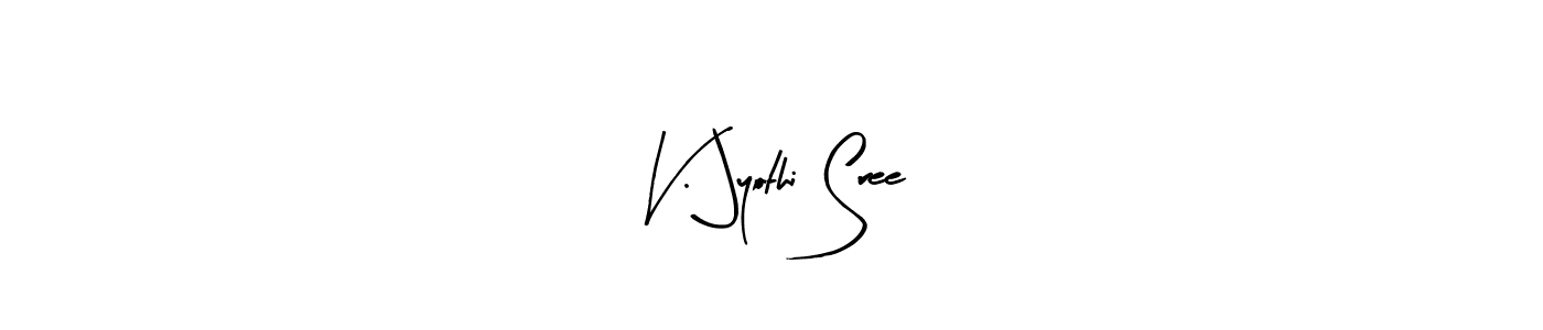 Arty Signature is a professional signature style that is perfect for those who want to add a touch of class to their signature. It is also a great choice for those who want to make their signature more unique. Get V. Jyothi Sree name to fancy signature for free. V. Jyothi Sree signature style 8 images and pictures png