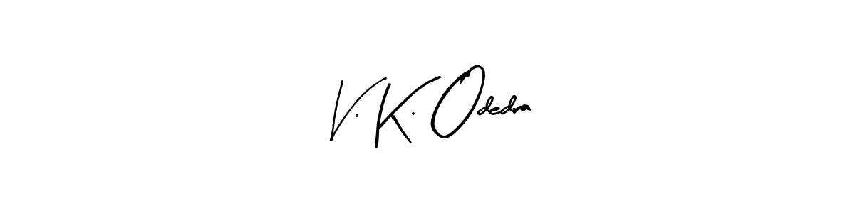 The best way (Arty Signature) to make a short signature is to pick only two or three words in your name. The name V. K. Odedra include a total of six letters. For converting this name. V. K. Odedra signature style 8 images and pictures png