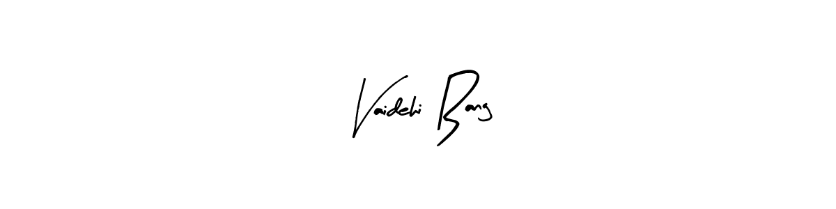 The best way (Arty Signature) to make a short signature is to pick only two or three words in your name. The name Vaidehi Bang include a total of six letters. For converting this name. Vaidehi Bang signature style 8 images and pictures png