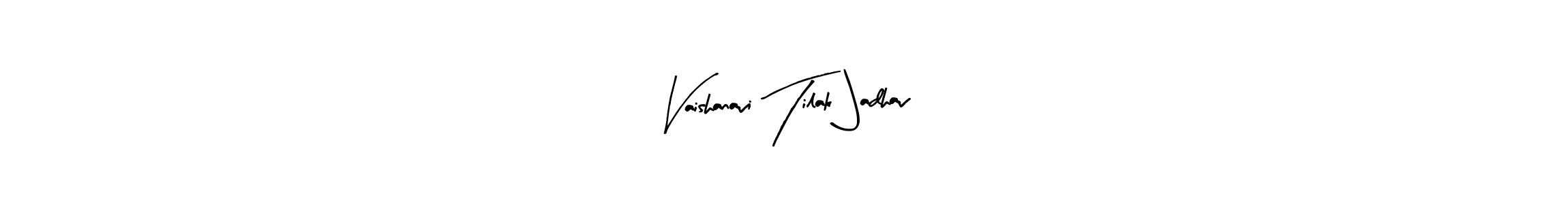 How to make Vaishanavi Tilak Jadhav name signature. Use Arty Signature style for creating short signs online. This is the latest handwritten sign. Vaishanavi Tilak Jadhav signature style 8 images and pictures png