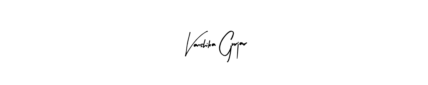 if you are searching for the best signature style for your name Vanshika Gurjar. so please give up your signature search. here we have designed multiple signature styles  using Arty Signature. Vanshika Gurjar signature style 8 images and pictures png
