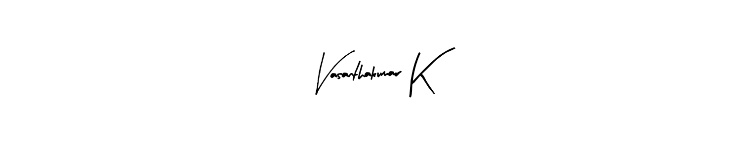 Create a beautiful signature design for name Vasanthakumar K. With this signature (Arty Signature) fonts, you can make a handwritten signature for free. Vasanthakumar K signature style 8 images and pictures png