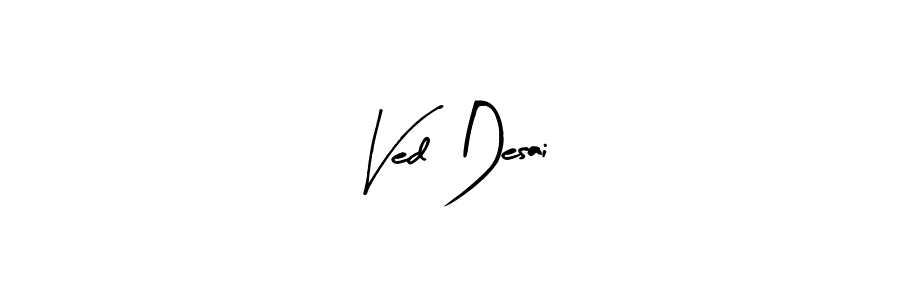 How to make Ved Desai name signature. Use Arty Signature style for creating short signs online. This is the latest handwritten sign. Ved Desai signature style 8 images and pictures png
