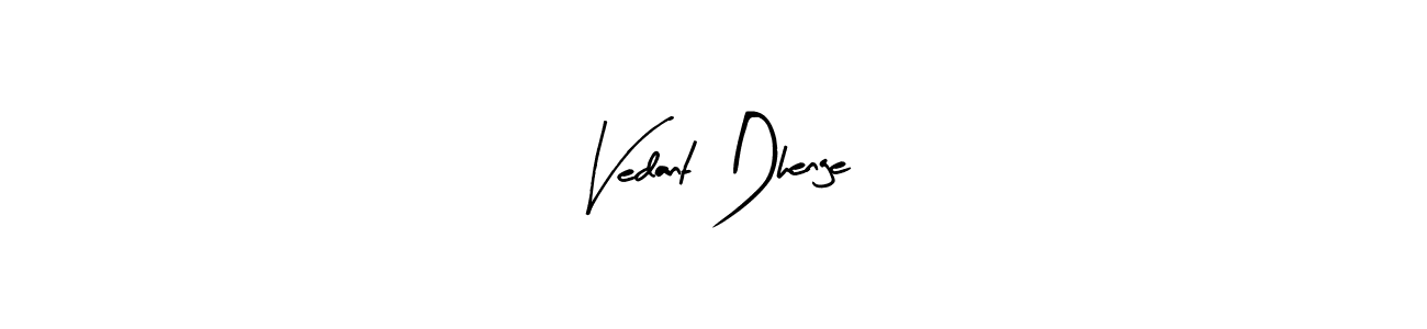 Use a signature maker to create a handwritten signature online. With this signature software, you can design (Arty Signature) your own signature for name Vedant Dhenge. Vedant Dhenge signature style 8 images and pictures png