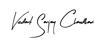 Create your official email sign-off with Vedant Sanjay Chaudhari name in Arty Signature style. Crisp, clean, and perfectly legible across all screens. Vedant Sanjay Chaudhari signature style 8 images and pictures png