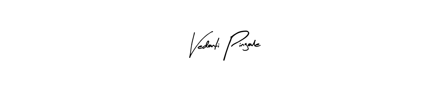 How to make Vedanti Pingale name signature. Use Arty Signature style for creating short signs online. This is the latest handwritten sign. Vedanti Pingale signature style 8 images and pictures png