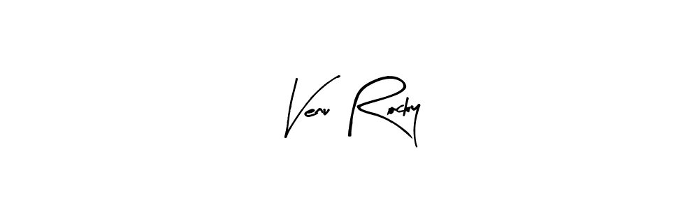 Arty Signature is a professional signature style that is perfect for those who want to add a touch of class to their signature. It is also a great choice for those who want to make their signature more unique. Get Venu Rocky name to fancy signature for free. Venu Rocky signature style 8 images and pictures png