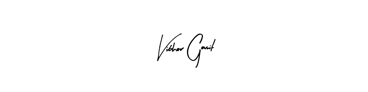 Arty Signature is a professional signature style that is perfect for those who want to add a touch of class to their signature. It is also a great choice for those who want to make their signature more unique. Get Vibhor Gamit name to fancy signature for free. Vibhor Gamit signature style 8 images and pictures png