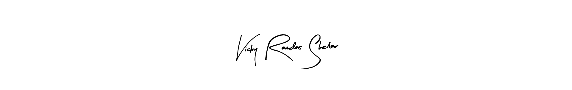 How to make Vicky Ramdas Shelar name signature. Use Arty Signature style for creating short signs online. This is the latest handwritten sign. Vicky Ramdas Shelar signature style 8 images and pictures png