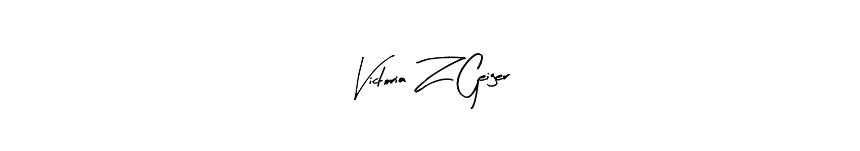 How to make Victoria Z Geiger name signature. Use Arty Signature style for creating short signs online. This is the latest handwritten sign. Victoria Z Geiger signature style 8 images and pictures png