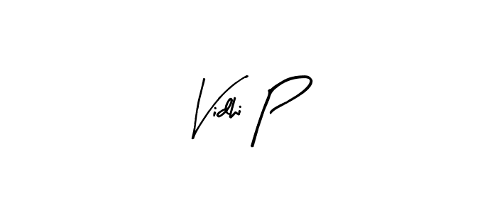Create a beautiful signature design for name Vidhi P. With this signature (Arty Signature) fonts, you can make a handwritten signature for free. Vidhi P signature style 8 images and pictures png