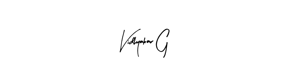 You can use this online signature creator to create a handwritten signature for the name Vidhyakar G. This is the best online autograph maker. Vidhyakar G signature style 8 images and pictures png