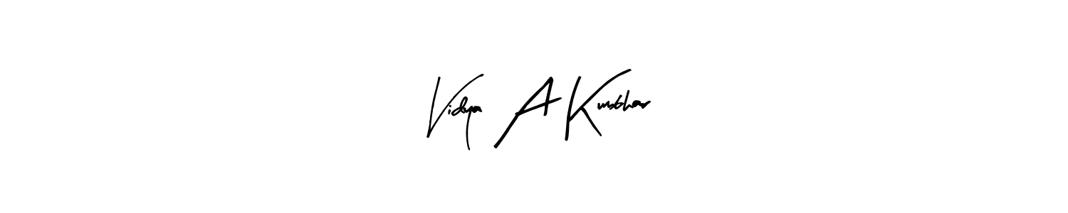 Design your own signature with our free online signature maker. With this signature software, you can create a handwritten (Arty Signature) signature for name Vidya A Kumbhar. Vidya A Kumbhar signature style 8 images and pictures png
