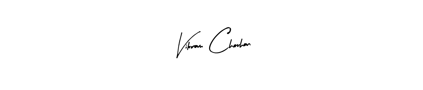 How to make Vikram Chouhan name signature. Use Arty Signature style for creating short signs online. This is the latest handwritten sign. Vikram Chouhan signature style 8 images and pictures png