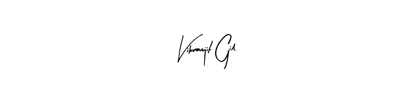 The best way (Arty Signature) to make a short signature is to pick only two or three words in your name. The name Vikramjit Gil include a total of six letters. For converting this name. Vikramjit Gil signature style 8 images and pictures png